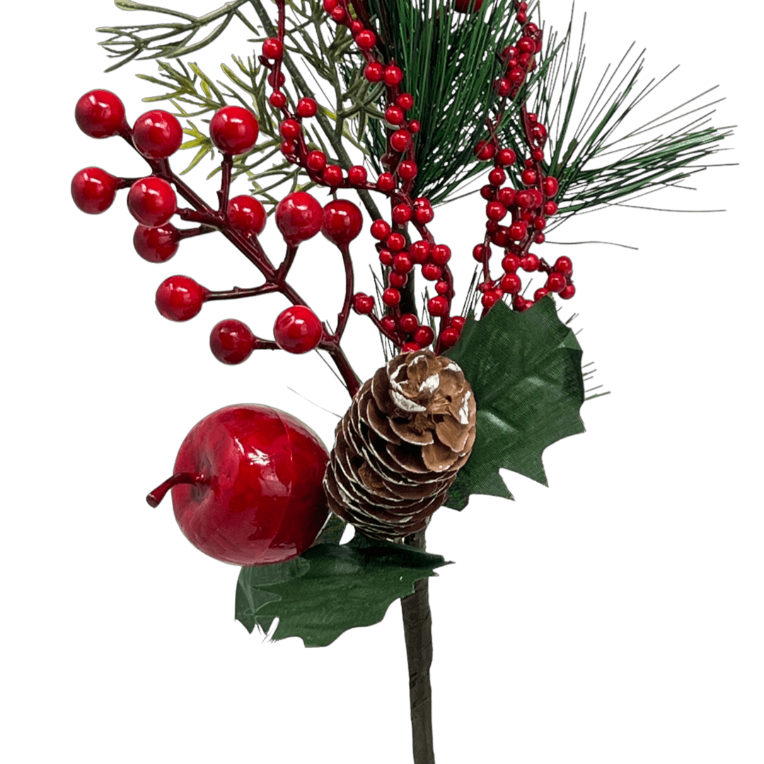 (Fll0306Rj) Follaje de Cerezas con manzana 43Cm Rojo