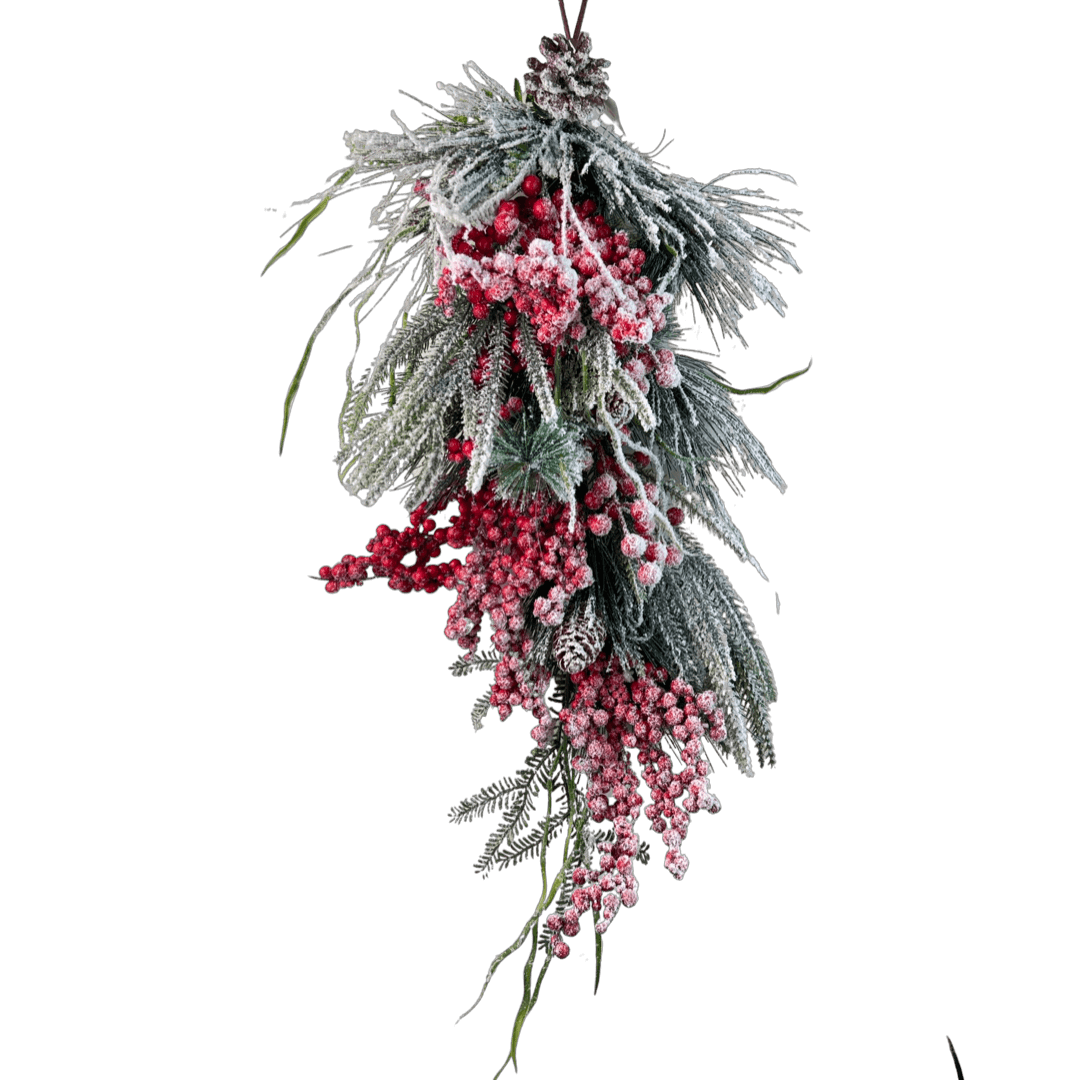 (Fll1779Rj) Follaje Gota Nevado 70Cm Rojo