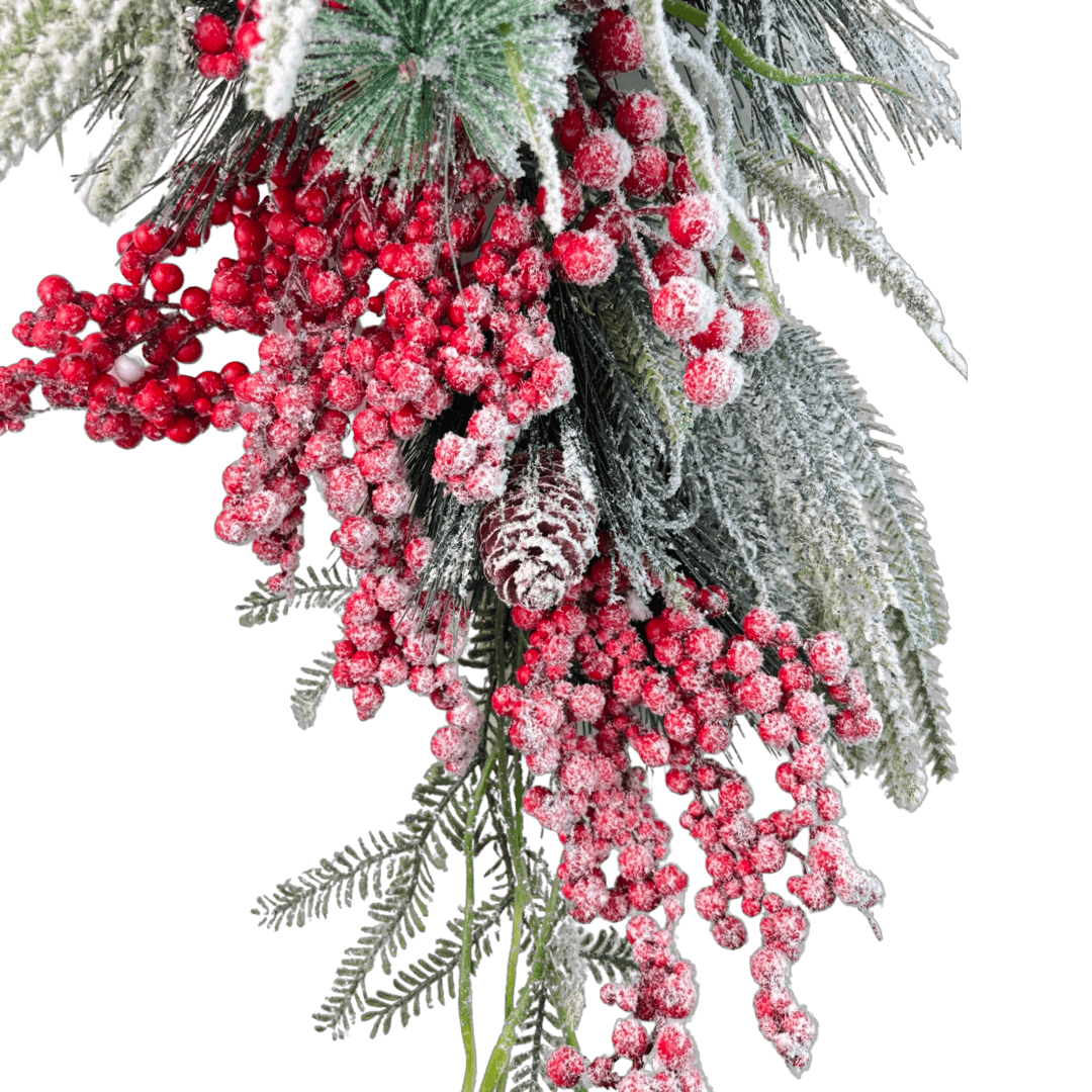 (Fll1779Rj) Follaje Gota Nevado 70Cm Rojo