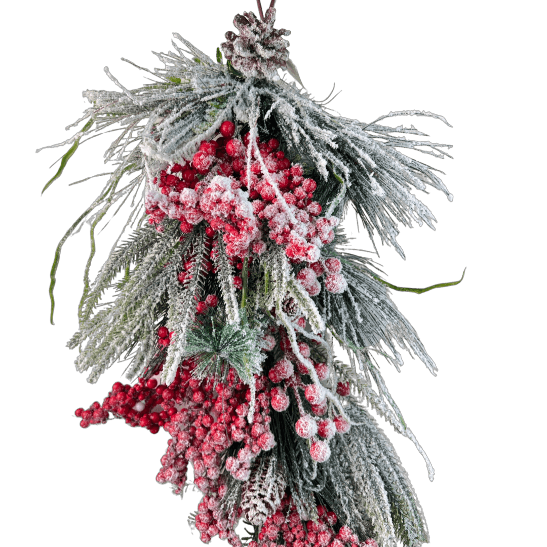 (Fll1779Rj) Follaje Gota Nevado 70Cm Rojo
