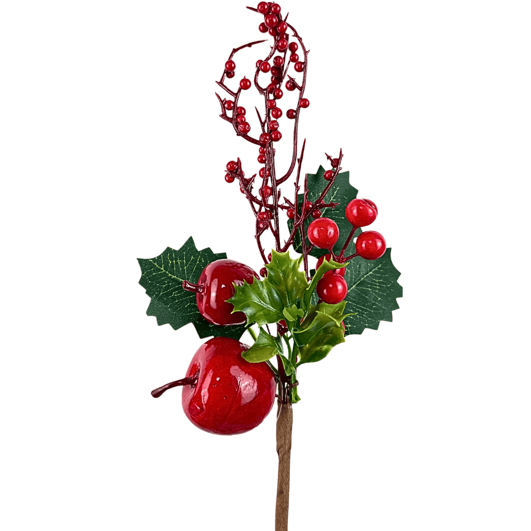 FOLLAJE CEREZAS CON MANZANA 28 CM ROJO