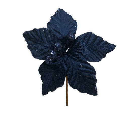 (FLM00001B) Nochebuena terciopelo azul 20 cm x 35 cm