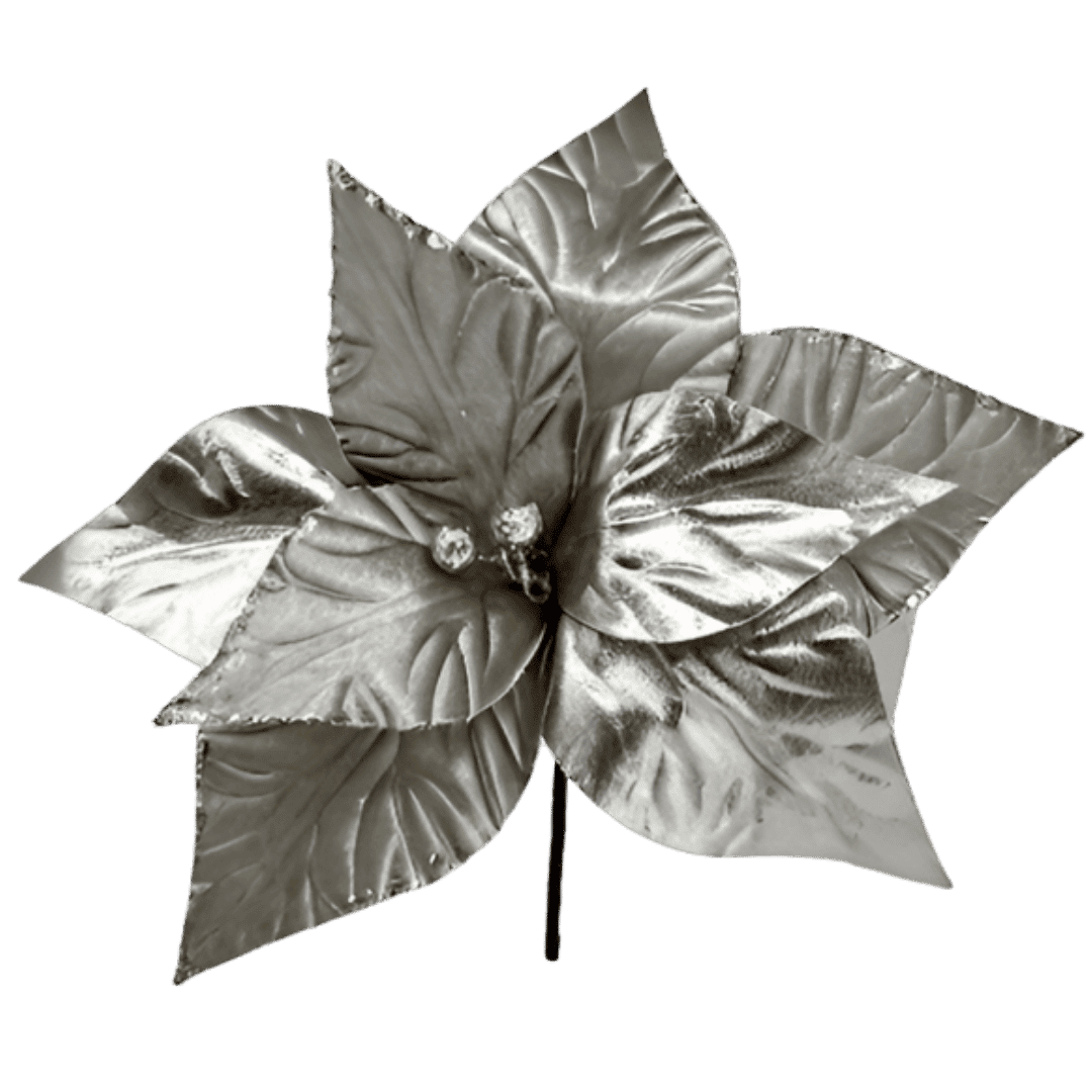 NOCHEBUENA SATINADA 28X20CM PLATA