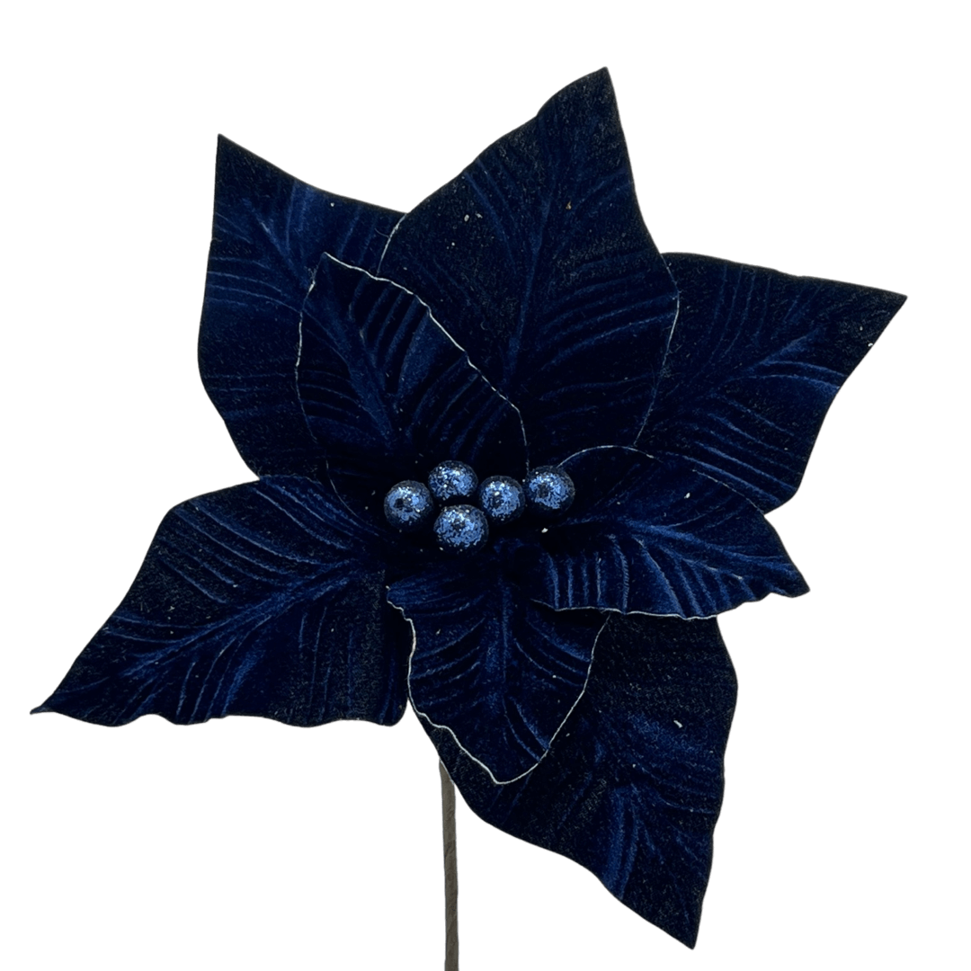 (Flo0776Az) Nochebuena Terciopelo 30Cm Azul