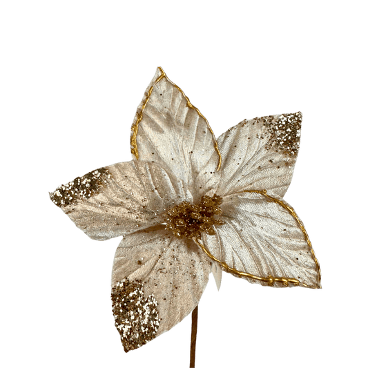 NOCHEBUENA ESCARCHA 18CM CHAMPAÑA