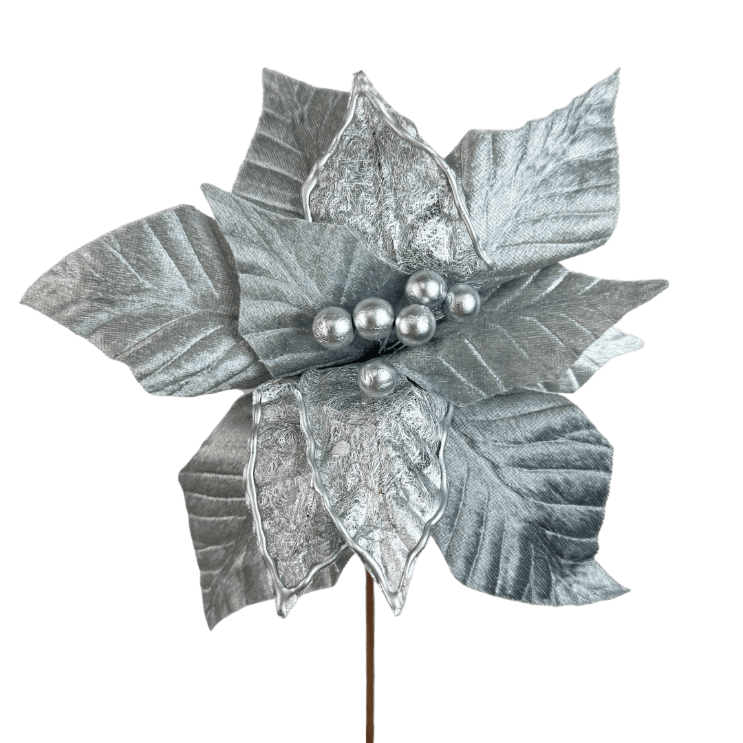 (FLO0935PL) Nochebuena orilla plata 24 cm