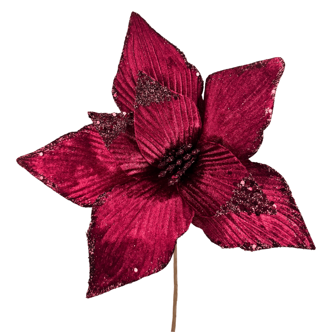 NOCHEBUENA TERCIOPELO 28CM VINO