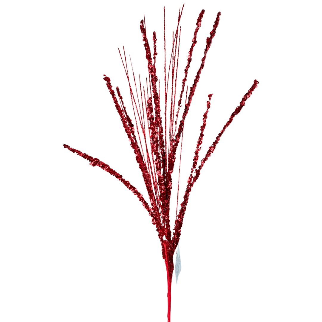 (FLP0043R) Follaje lentejuelas rojo 75 cm