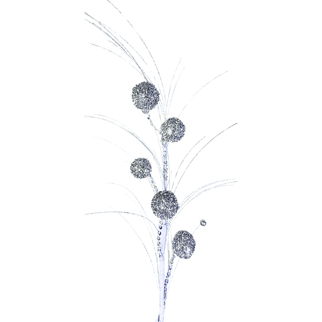 (FLP0047S/FLP0047W) Follaje bolas tinsel blanco/plata 70 cm