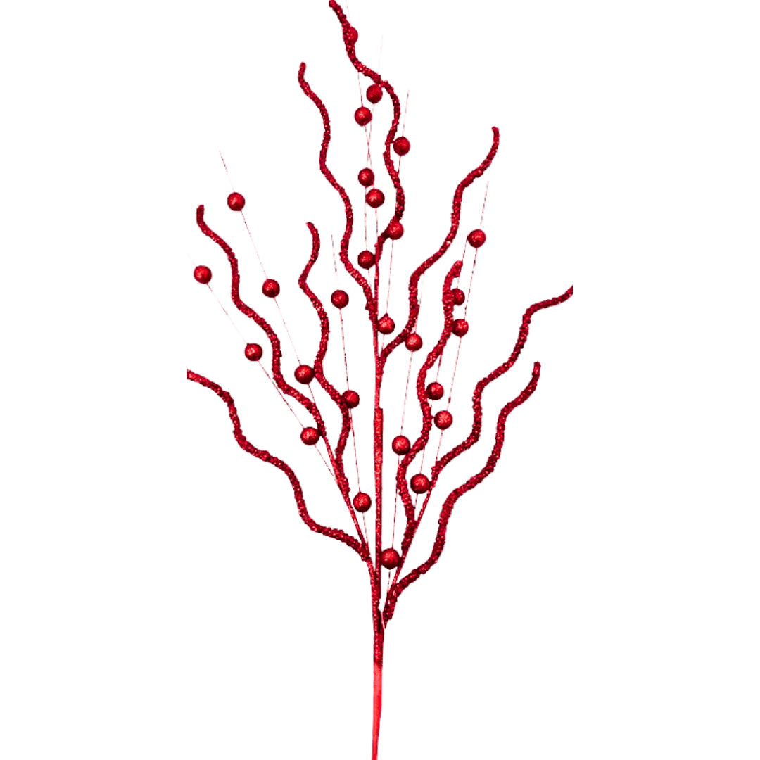 (FLP0074R) Follaje curly rojo 85 cm