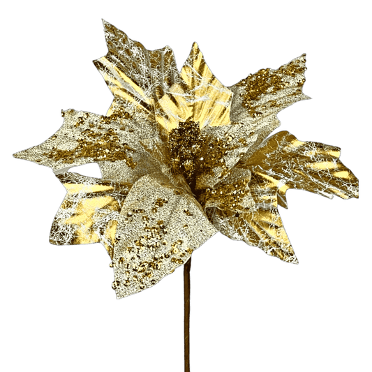 NOCHEBUENA METALICA CRAQUELADA 24X40CM ORO