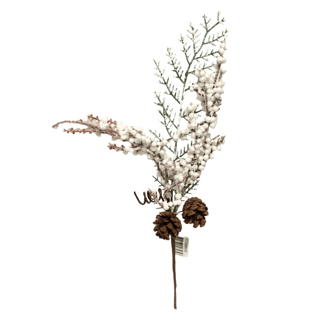 (FLQ09141) Follaje artificial nevado 42 cm