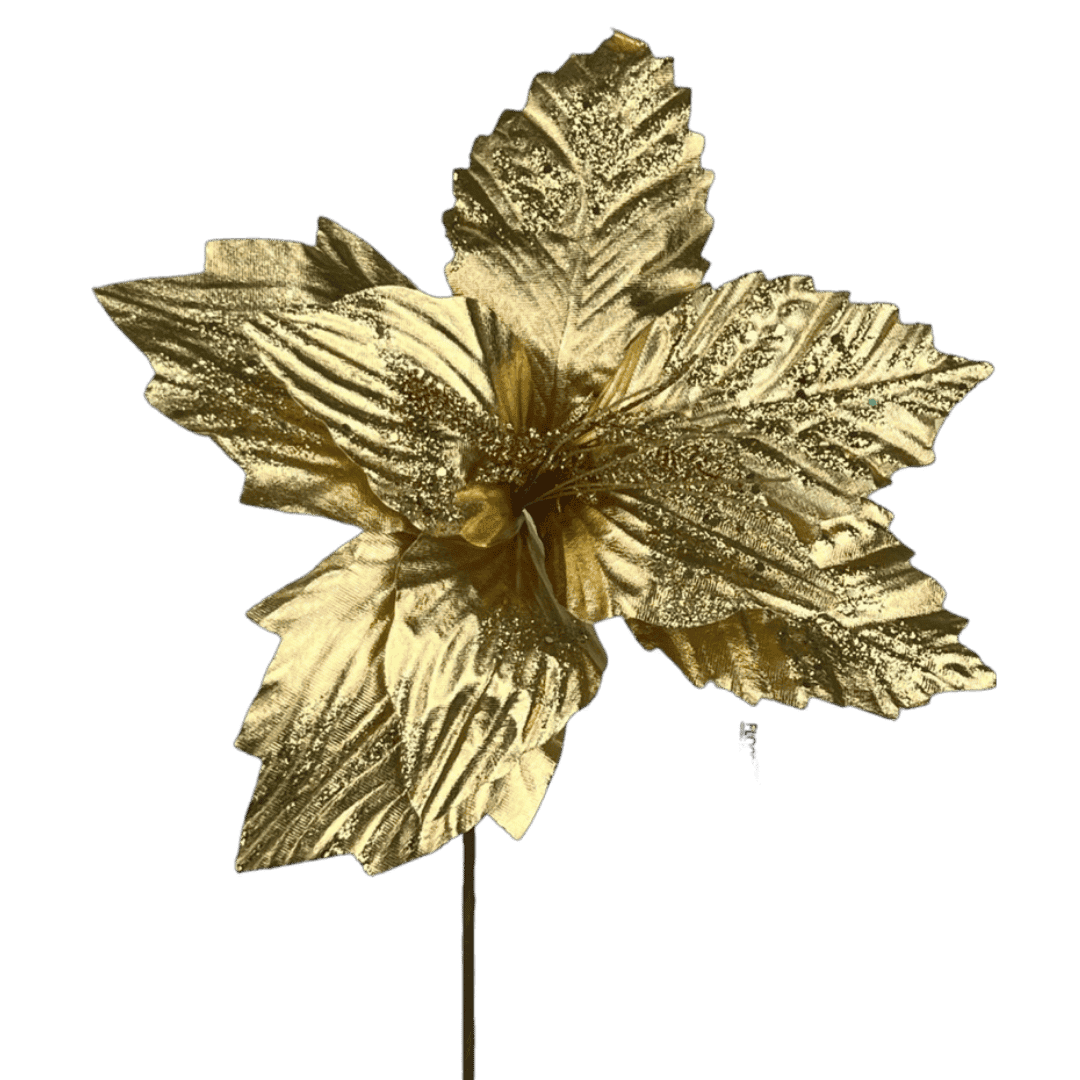 (FLQ09207MtG) Nochebuena metalica oro 38 cm x 50 cm