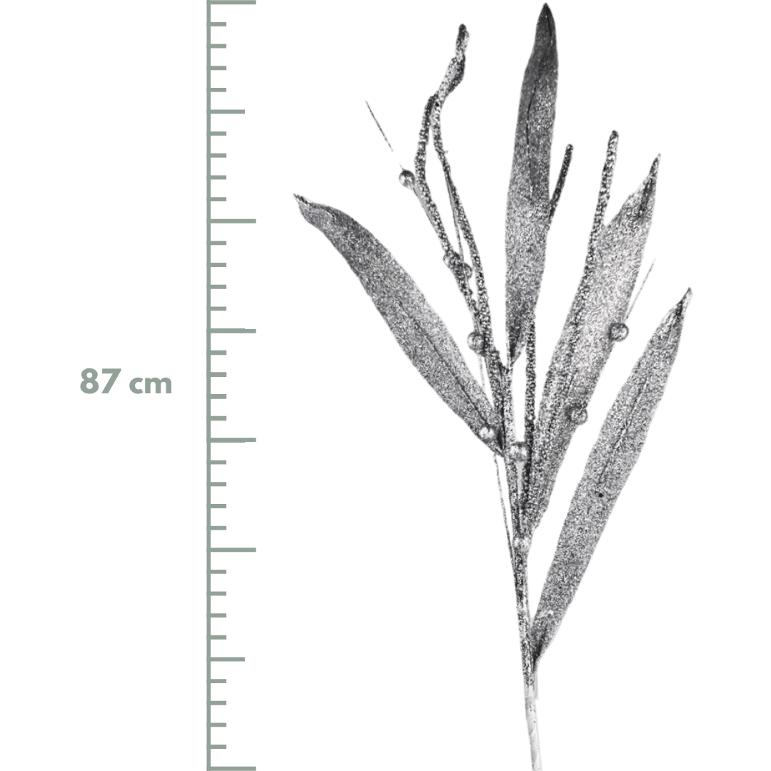 (Flq09291S) Follaje Hoja escarchada 87Cm Plata