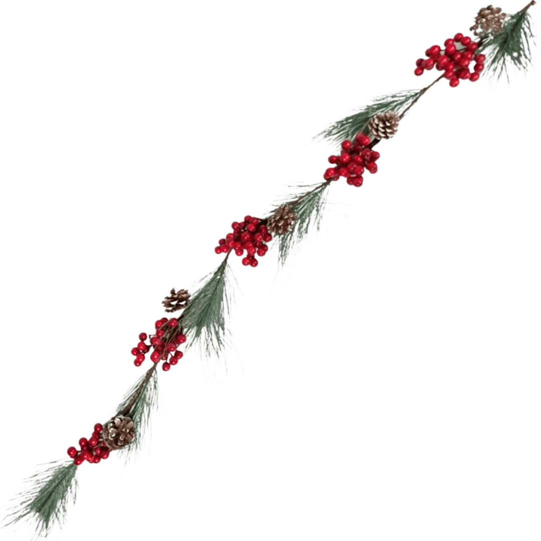 GUIRNALDA PIÑAS Y CEREZAS 140 CM ROJO
