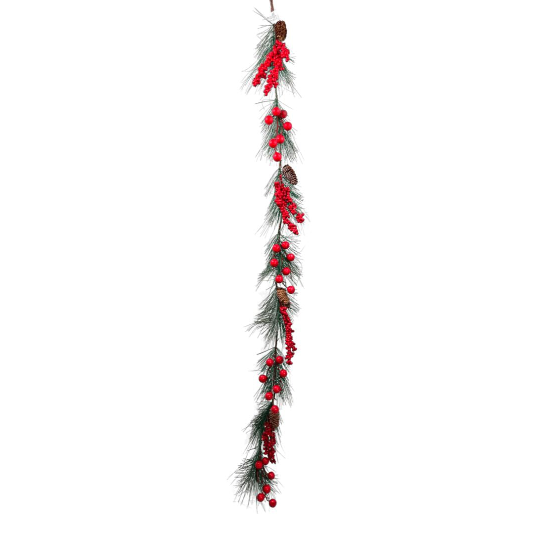 (FLQ09371R) Guirnalda berries 165 cm rojo