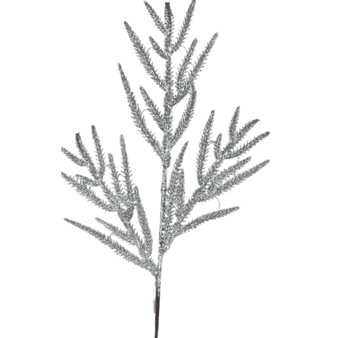 (Flq09375S) Follaje Pino Metalico 80Cm Plata