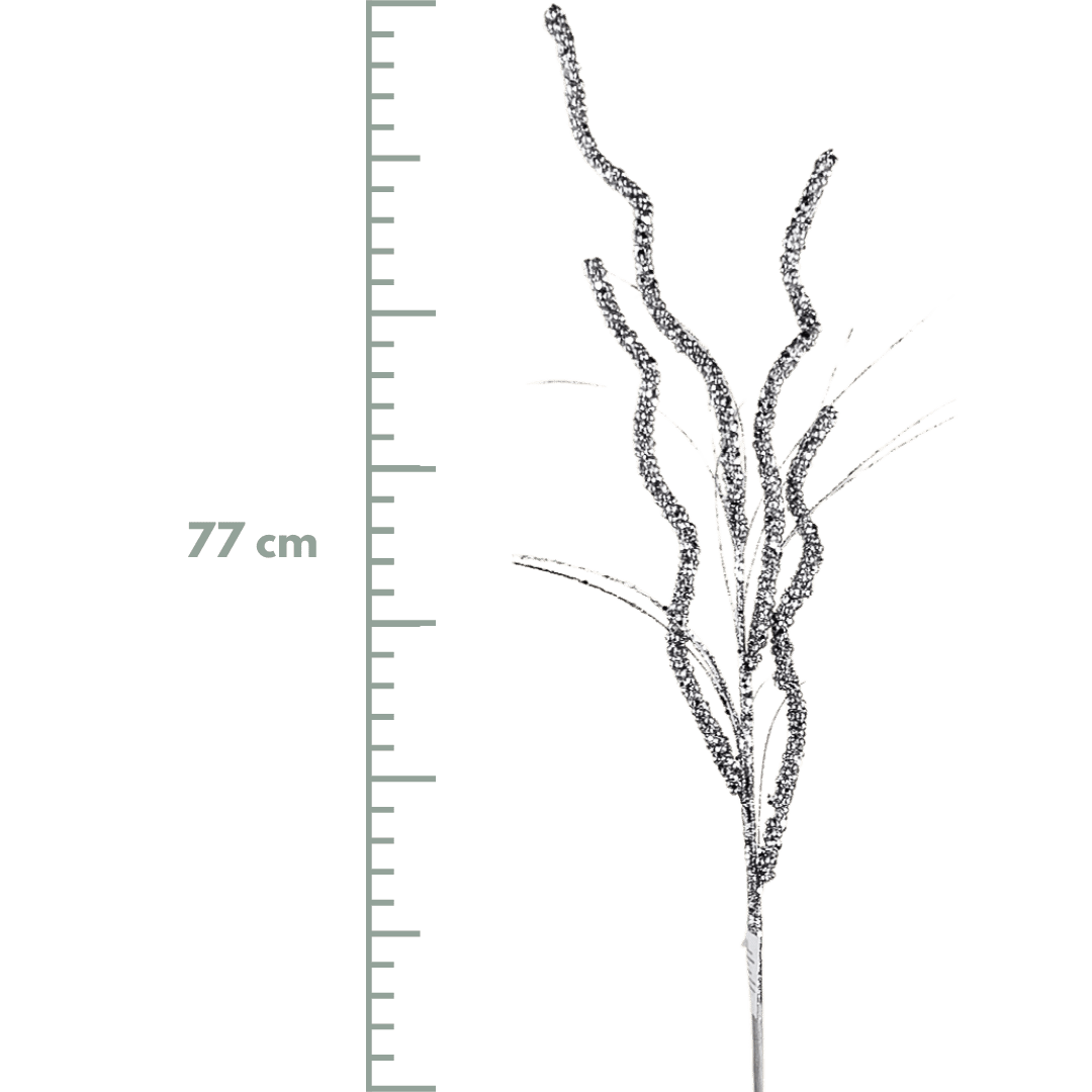 (Flq09591S) Follaje Curly Escarcha 77Cm Plata
