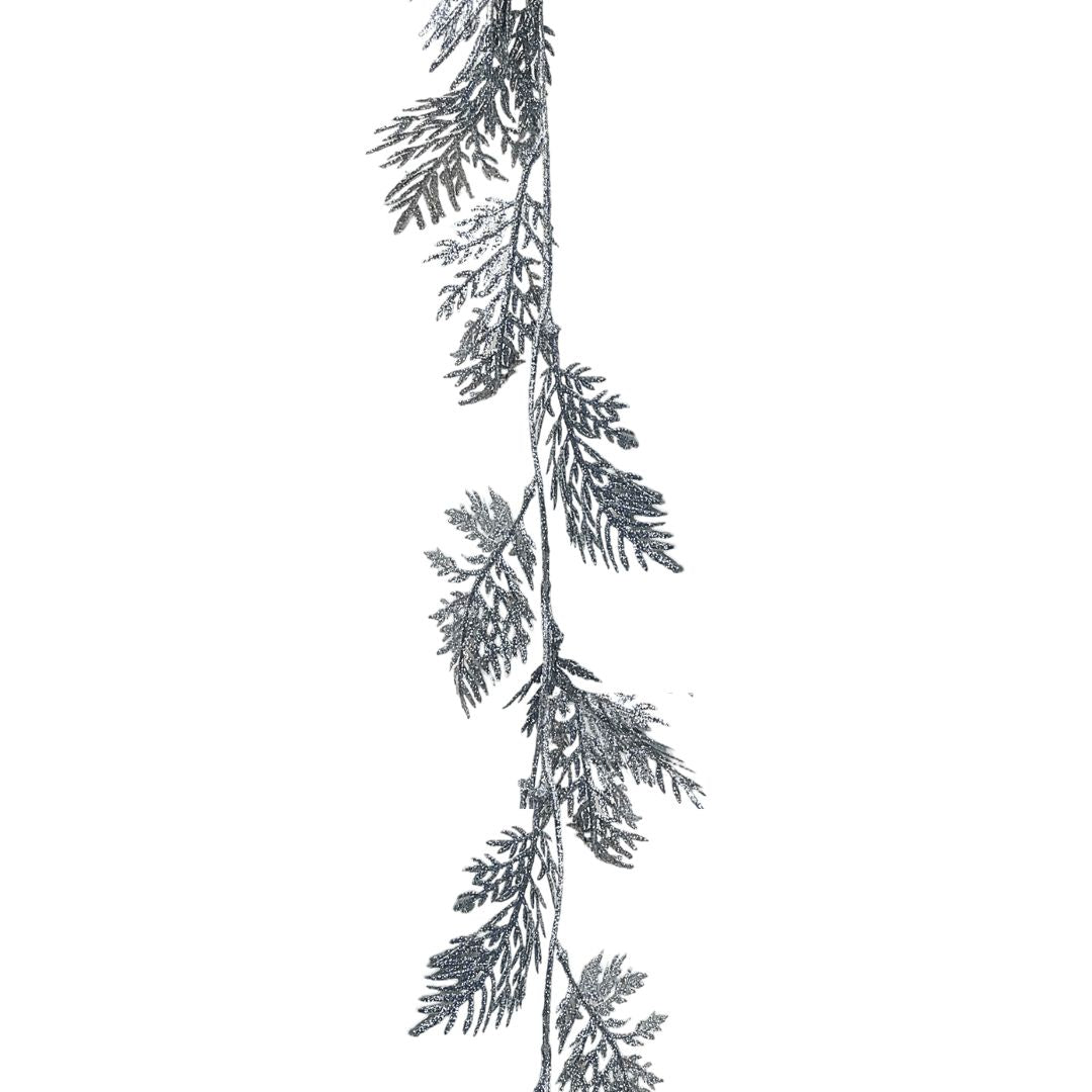 (FLT00579S) Follaje escarchado 95 cm plata
