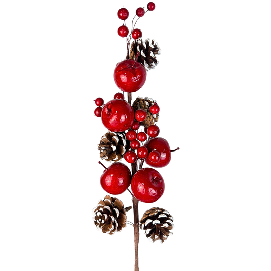 (FLX001304R) Ramo rojo manzanas y piñas 65 cm