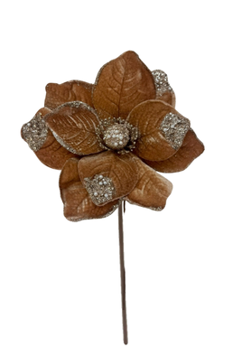 (FHY0125BrCh) Nochebuena 27 Cm 10 Petalos Marron/Champaña