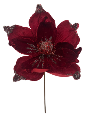 (FHY0074RG) Flor Magnolia Rojo 22 cm