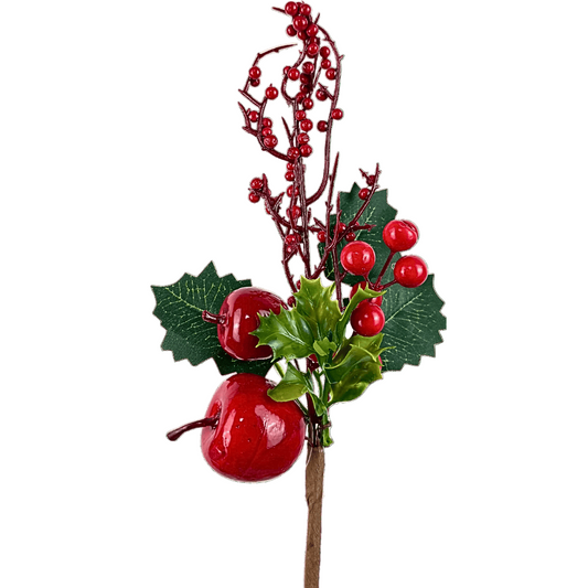 (Fll1978Rj) Follaje Cerezas Con Manzana 28 Cm Rojo