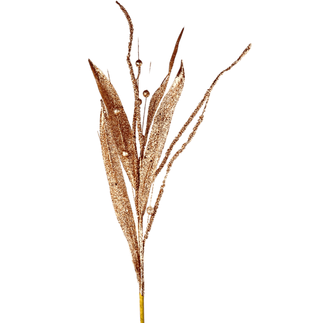 (Flq09291Lco) Follaje hoja escarchada 87 cm ocre