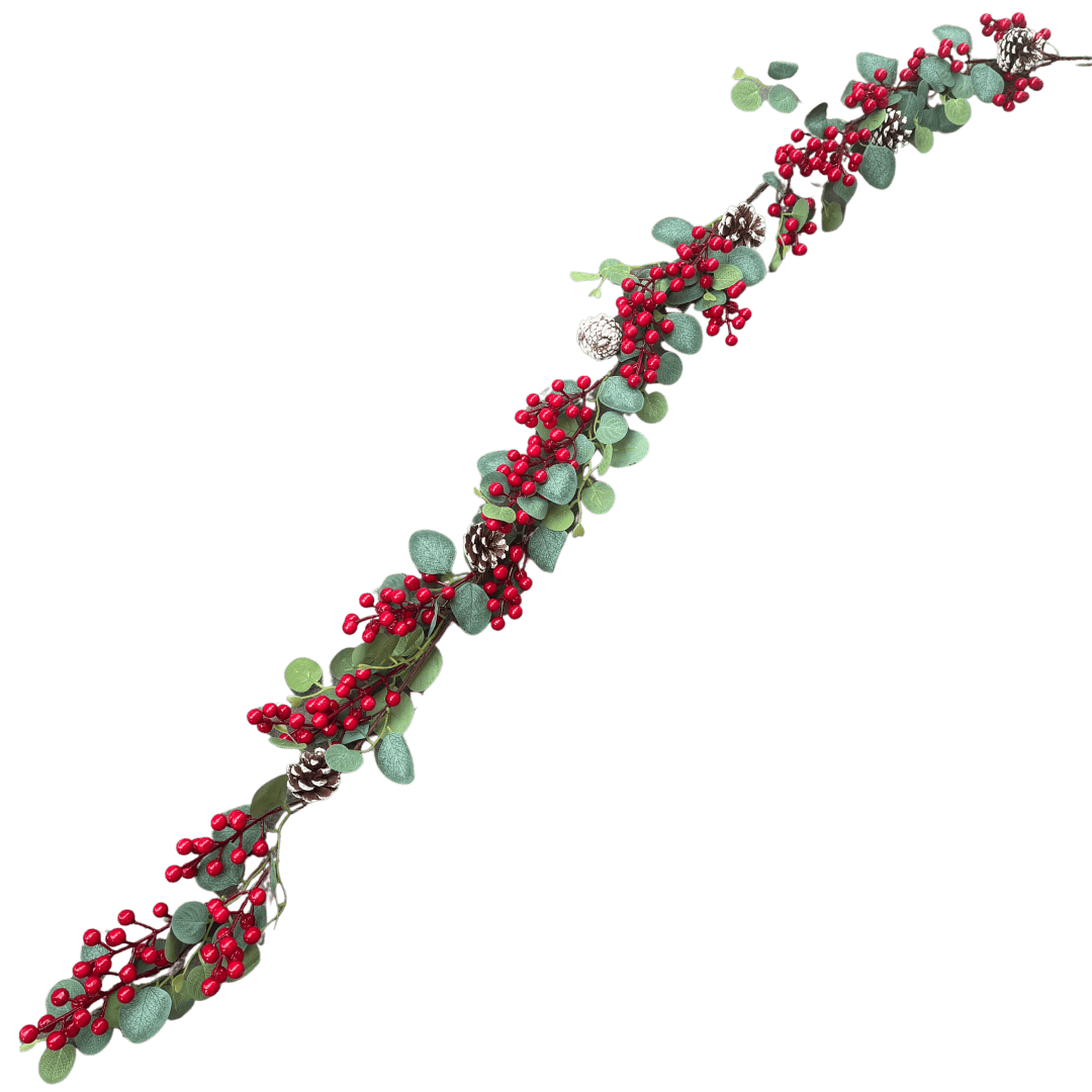 GUIRNALDA BERRIES PINAS 180CM ROJO