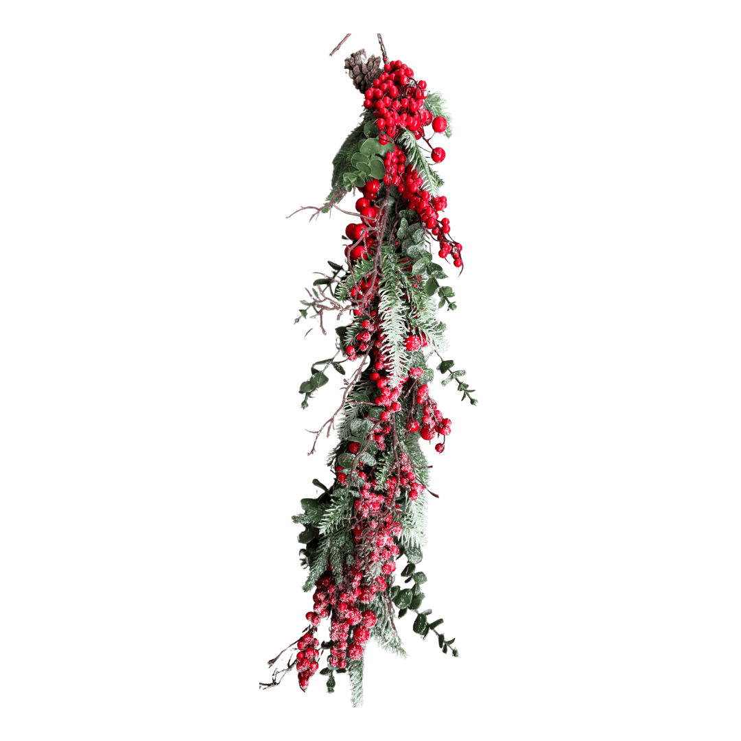 GUIRNALDA BERRIES Y PIÑAS 100CM ROJO