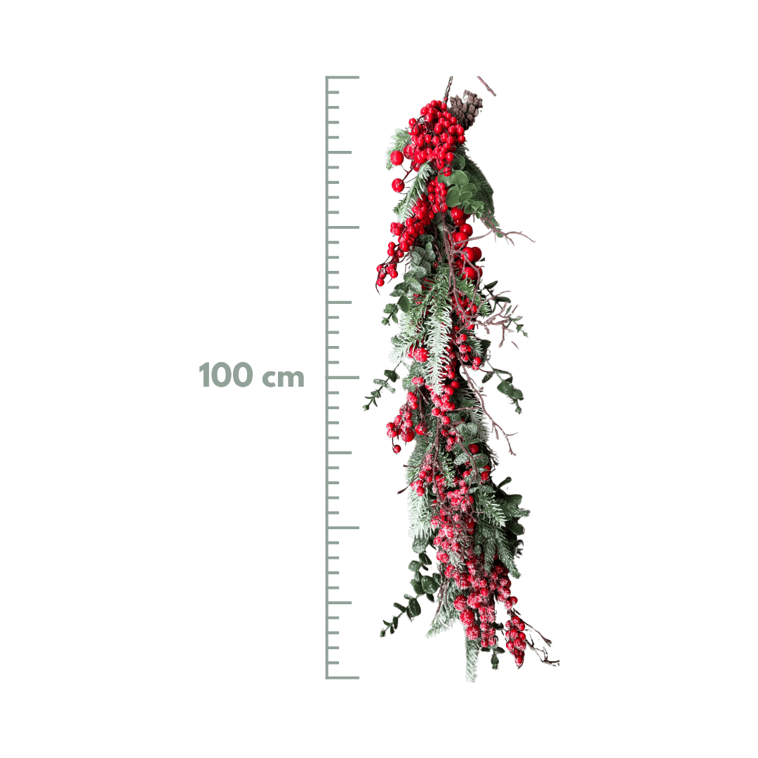 GUIRNALDA BERRIES Y PIÑAS 100CM ROJO