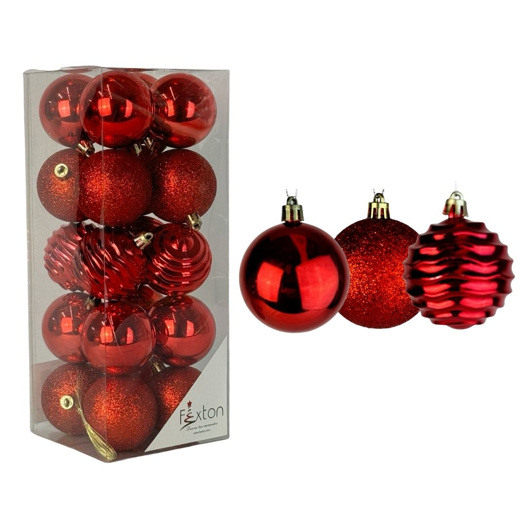 (Bhk01205R) Tarro Esfera 6Cm 20 Pz Rojo