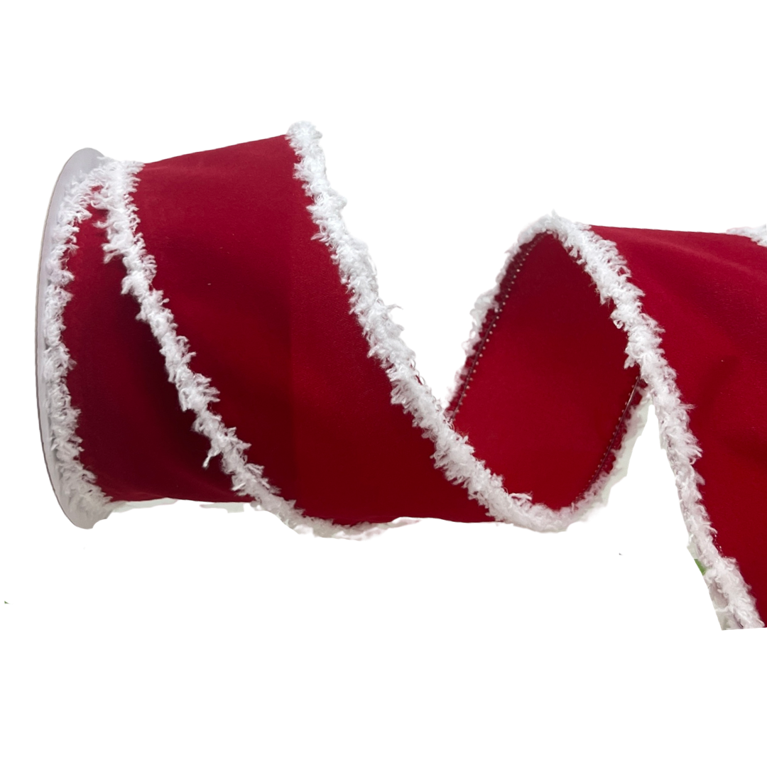 (Mcl0300Rj) Liston Navideño Terciopelo 6.5cm 9m con orilla blanca