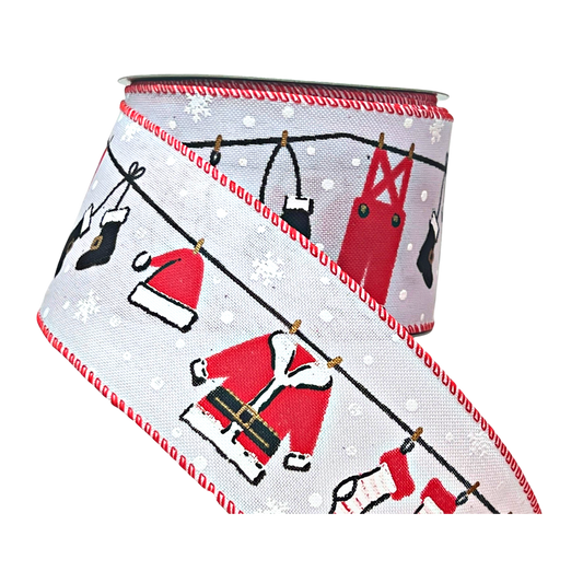 (MCL0307BL) Liston Navideno Traje de Santa 6.5CM 9M