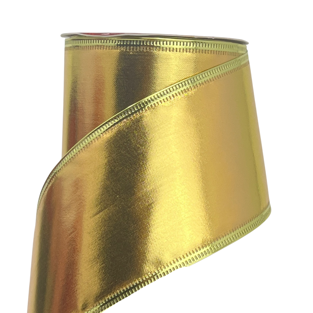 (Mcl0388Do) Liston Navideño Efecto Metálico 6.5Cm 9M oro