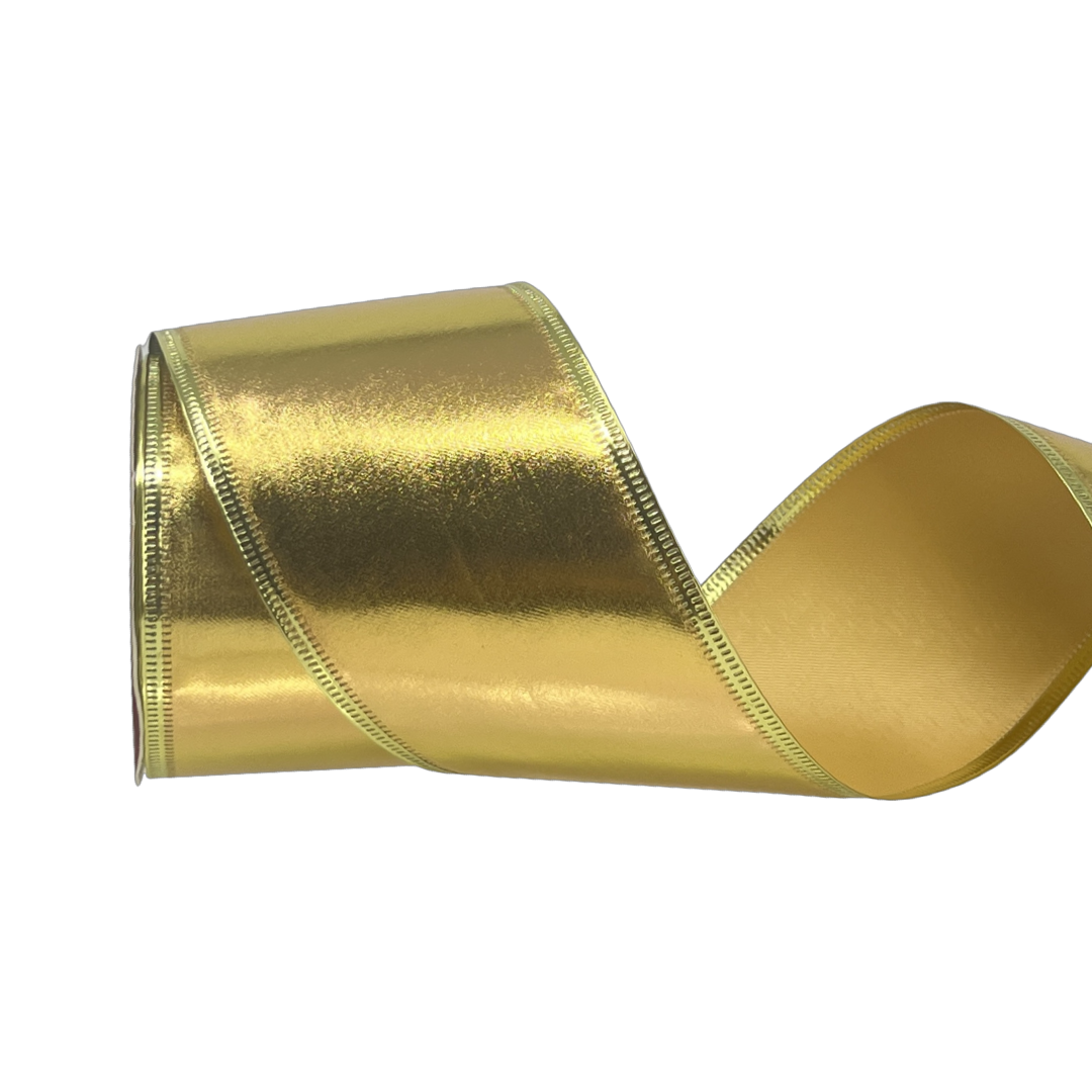 (Mcl0388Do) Liston Navideño Efecto Metálico 6.5Cm 9M oro