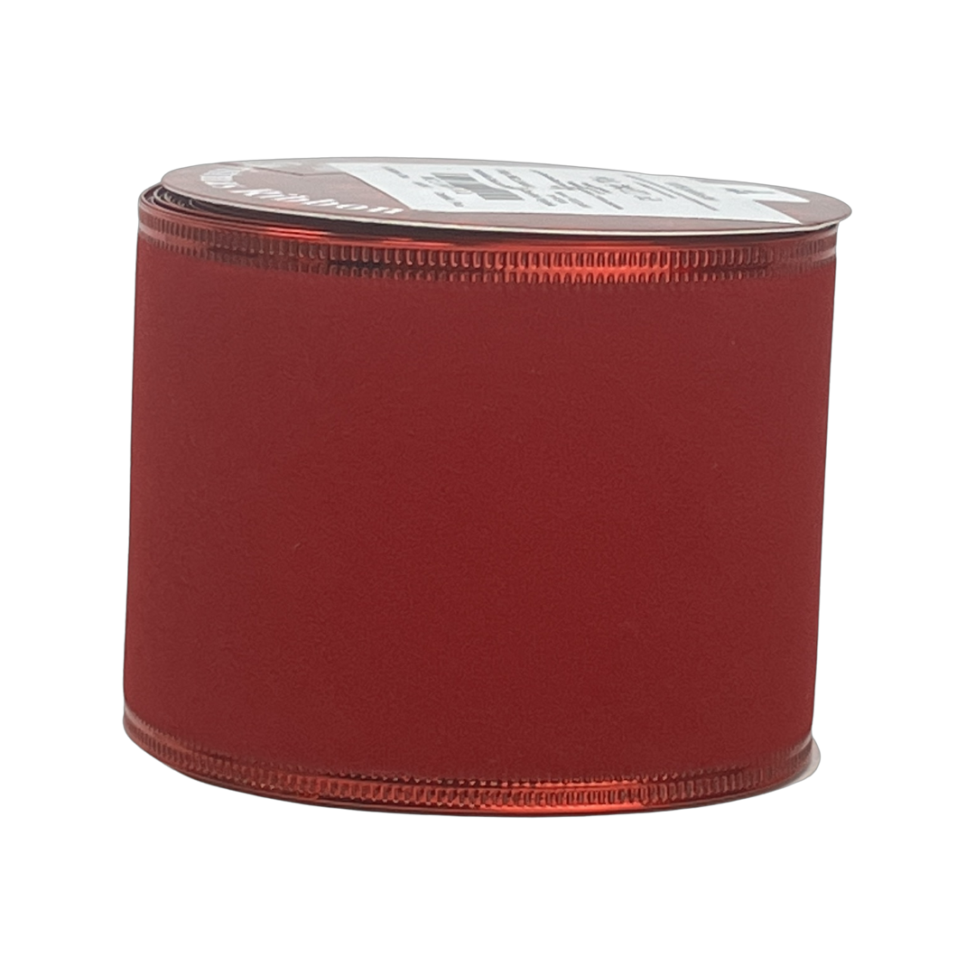 (Mcl0404Rj) Liston Navideño Terciopelo 6.5Cm 9M Rojo