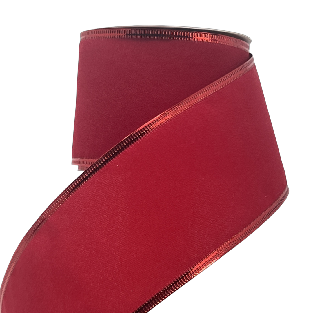 (Mcl0404Rj) Liston Navideño Terciopelo 6.5Cm 9M Rojo