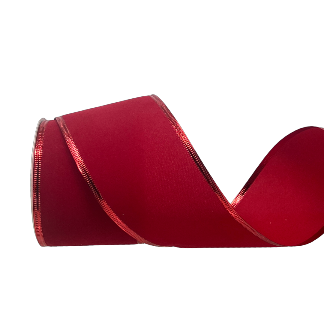 (Mcl0404Rj) Liston Navideño Terciopelo 6.5Cm 9M Rojo