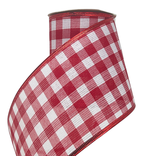 (Mcl0213Rd) Liston Navideño Cuadros 10.2Cm Rojo / Negro