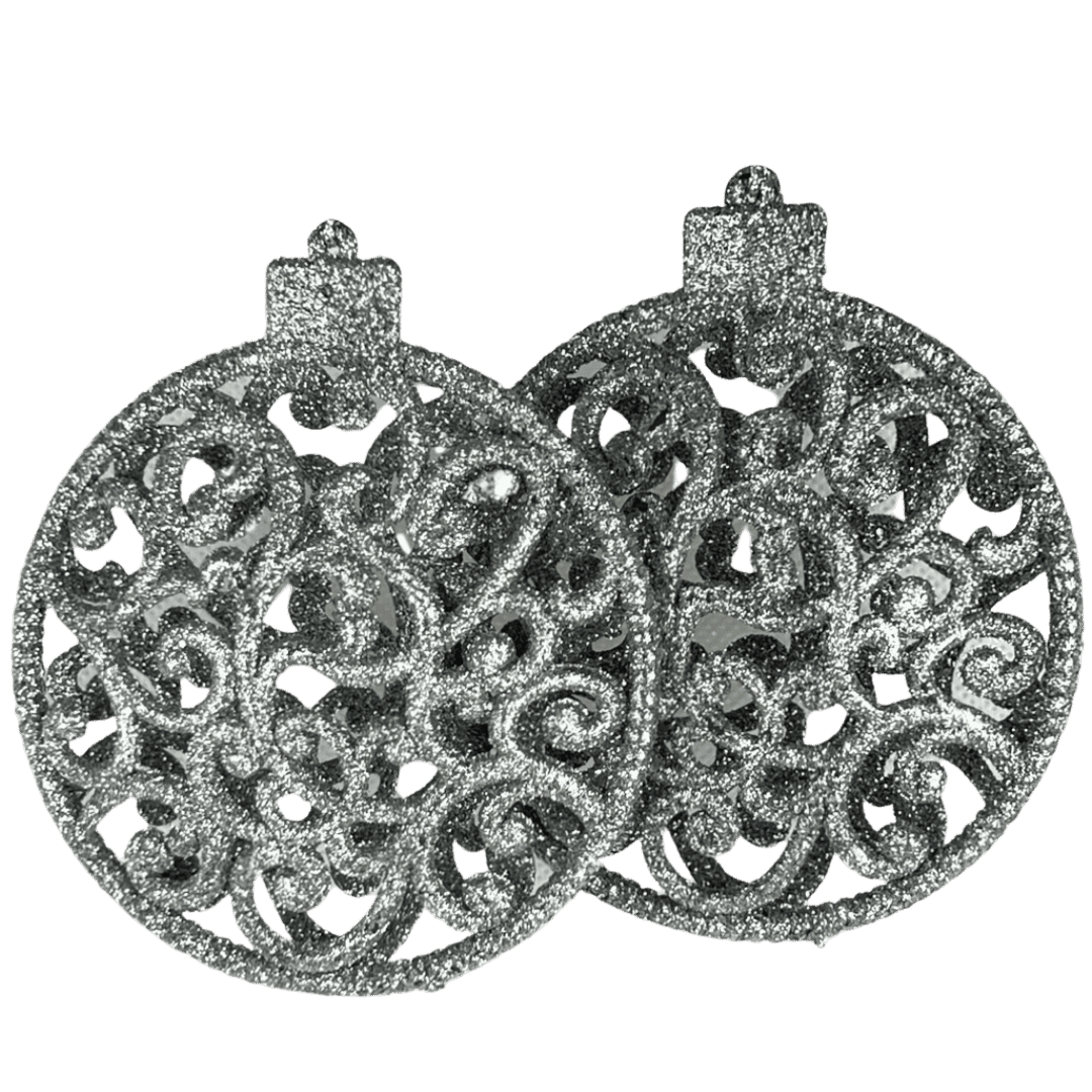 (MLI0389S) Esfera Navideña C/2 11X10X2.5CM Plata