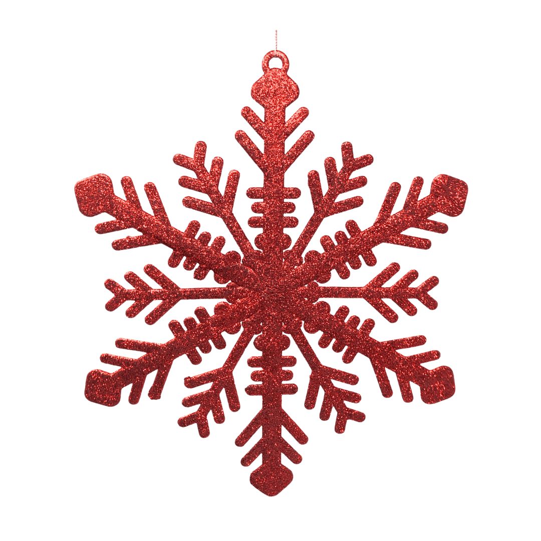 (MLI0393R) Copo de nieve escarchado 30 cm rojo