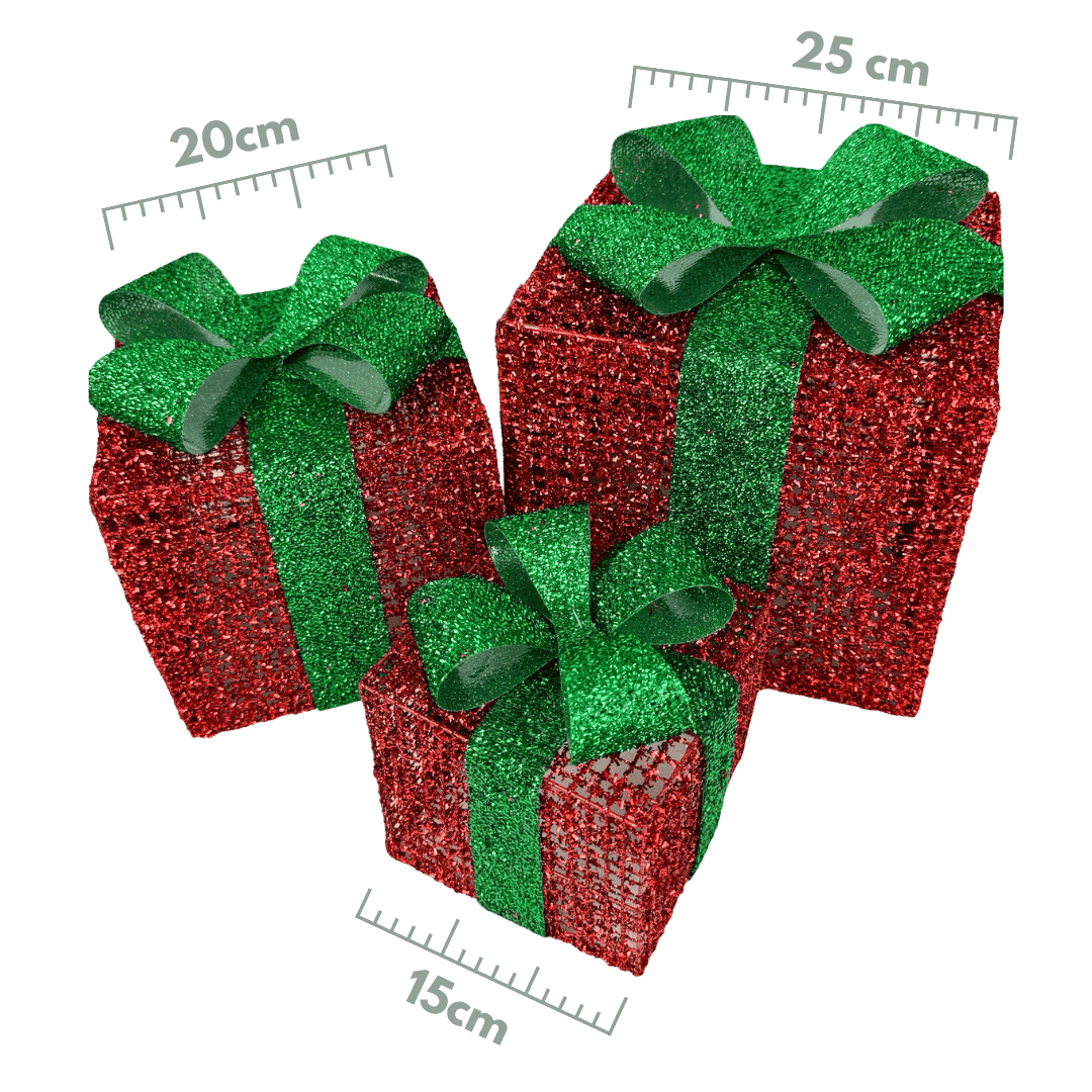 (MTA0004RE) Set 3 caja de regalo 15X20X25 ro/vd