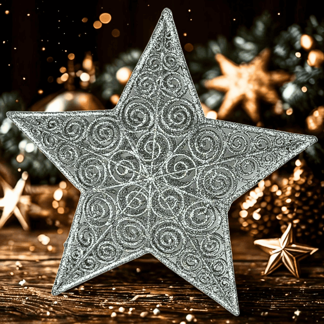 (MLI0337S) Estrella escarchada 31 cm plata