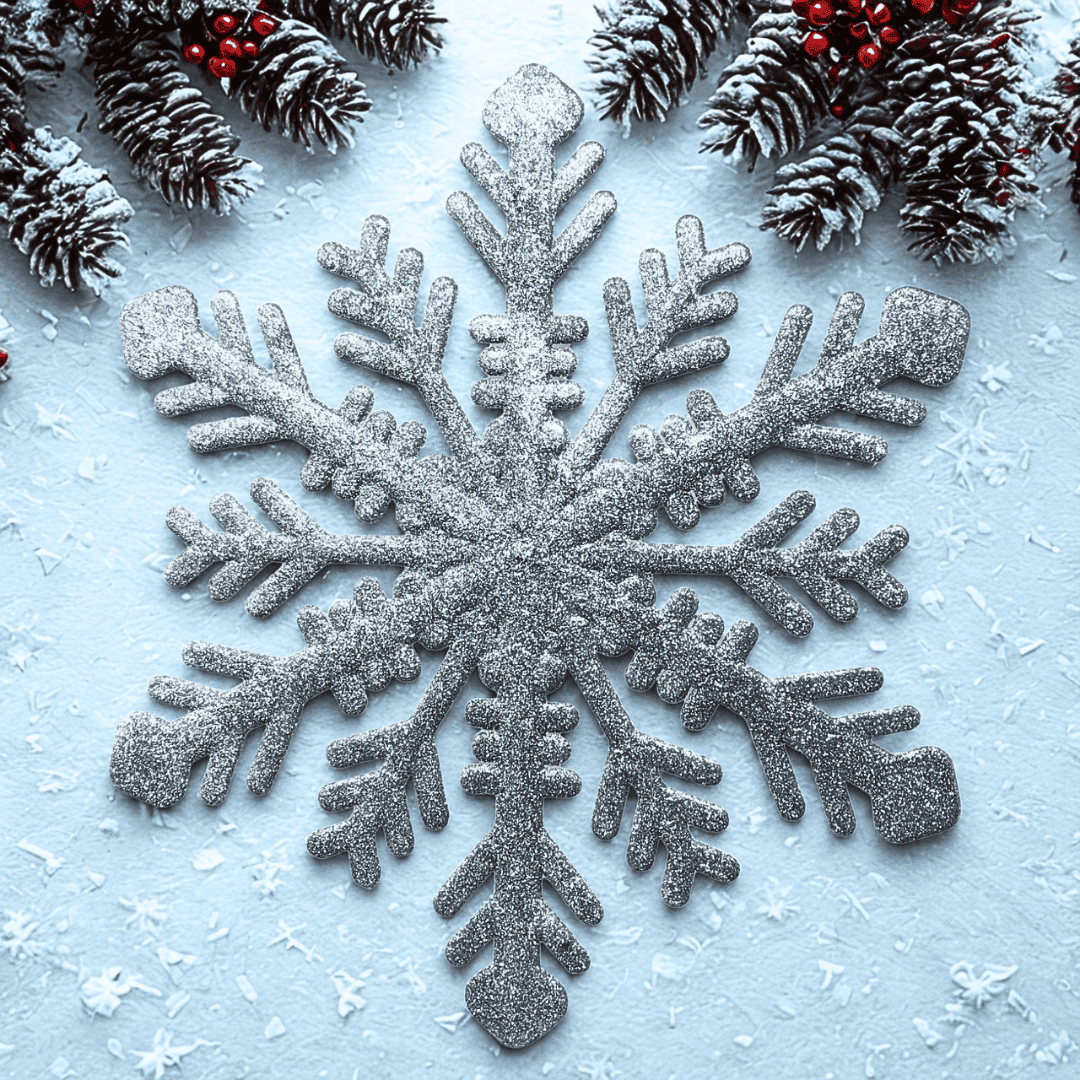 (MLI0393S) Copo de nieve escarchado 30 cm plata
