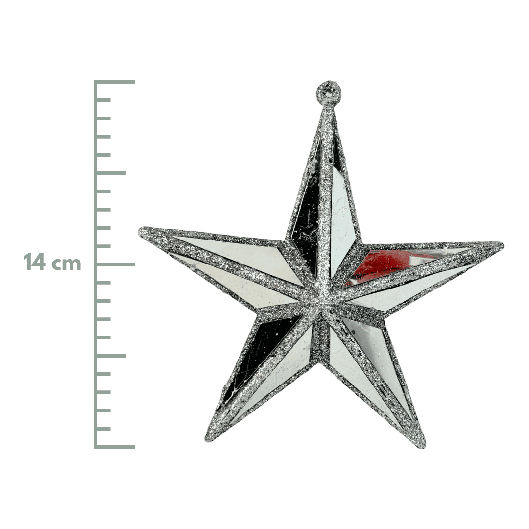 (MLI0469S) Estrella plata escarchada 14 cm