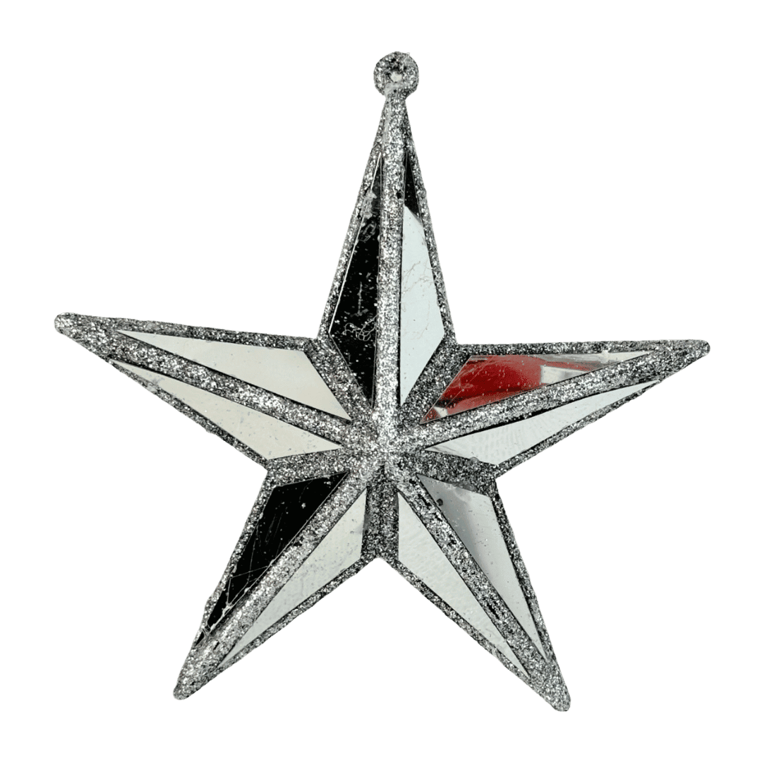 (MLI0469S) Estrella plata escarchada 14 cm