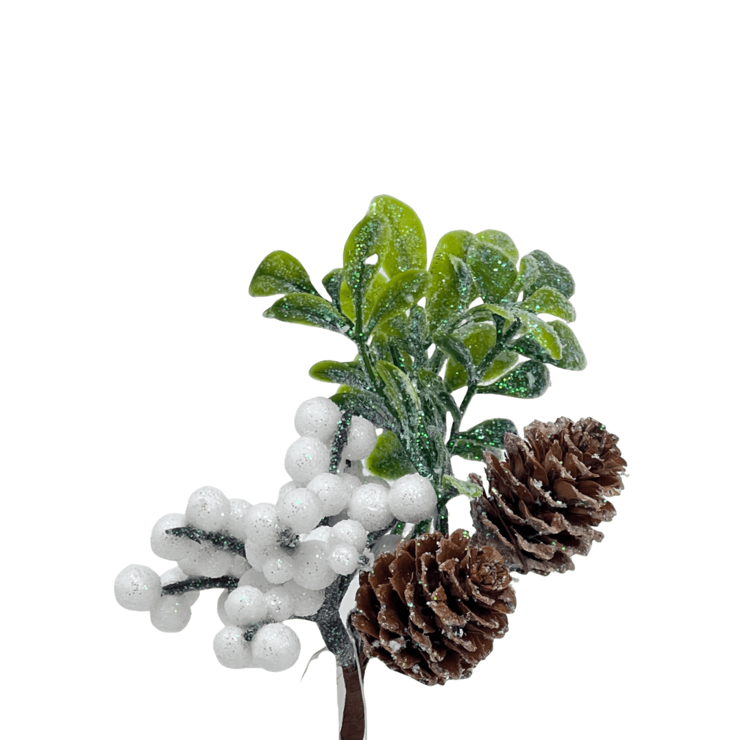 (Pik0910Bl) Pick navideño Con Berries 16Cm Blanco