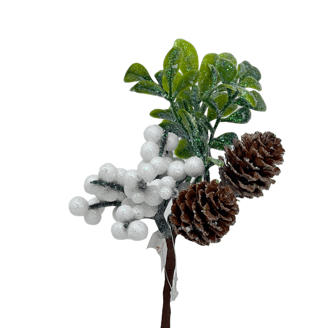 (Pik0910Bl) Pick navideño Con Berries 16Cm Blanco