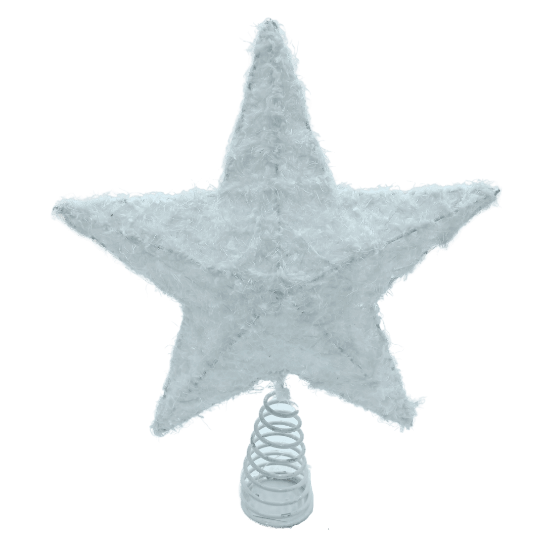 (PUA0012BL) Estrella para arbol peluche 20 cm X 25 cm blanco